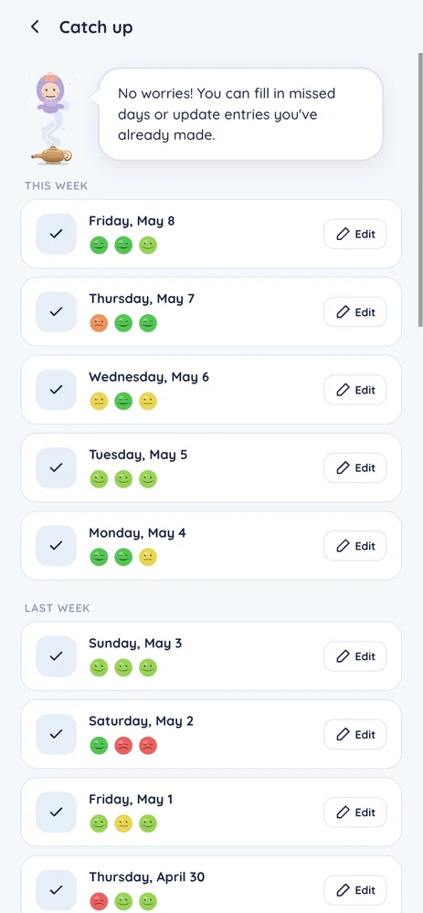Catch-up screen