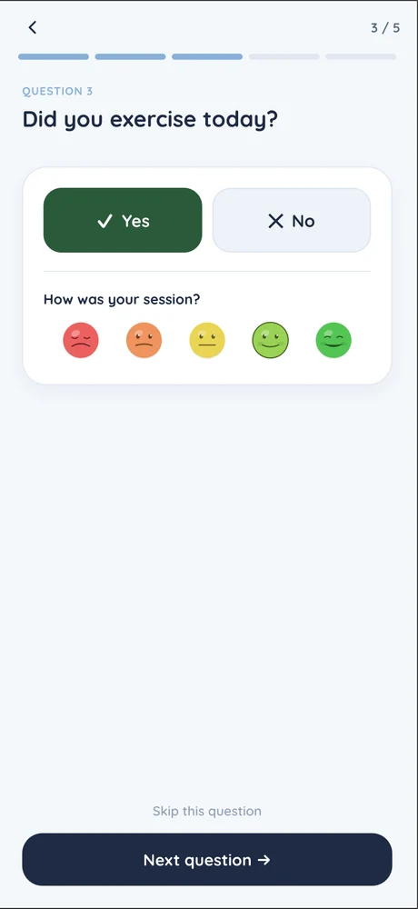 Daily entry screen