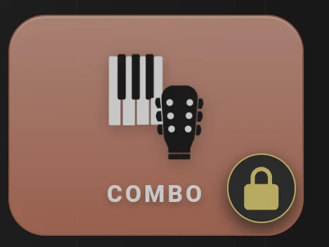 The Combo button on the home screen, greyed with a padlock in its corner