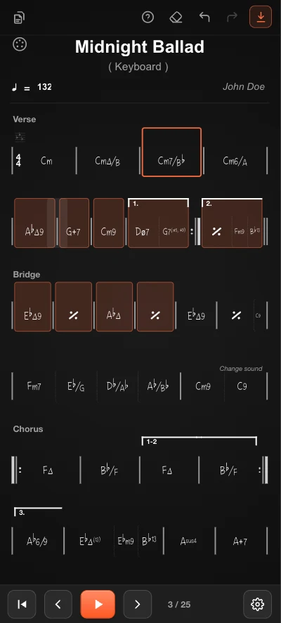 A range of measures selected for copy, cut or paste