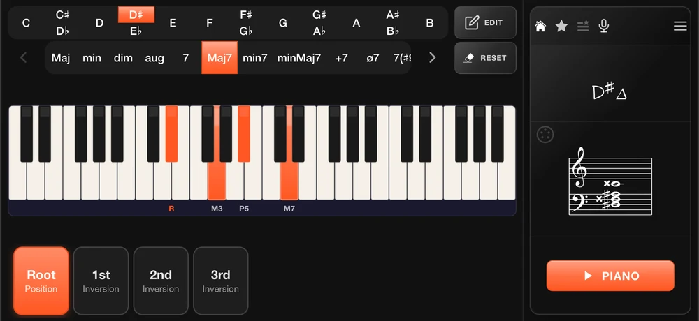 Piano keyboard - chord detection