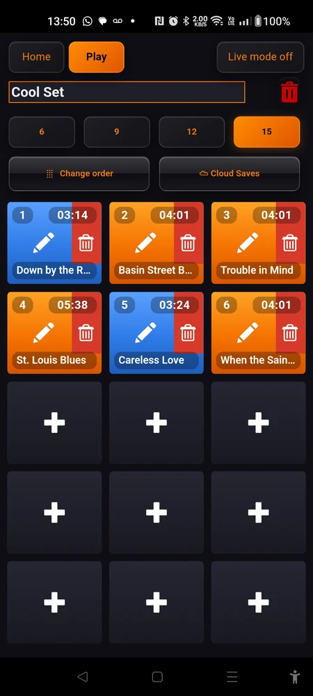 The same set at 15 pads: fifteen small targets